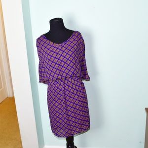 Beautiful Purple Flowy Diamond Print Dress